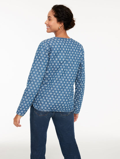 Talbots QUILTED DENIM JACKET - IKAT MEDALLION