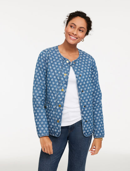 Talbots QUILTED DENIM JACKET - IKAT MEDALLION