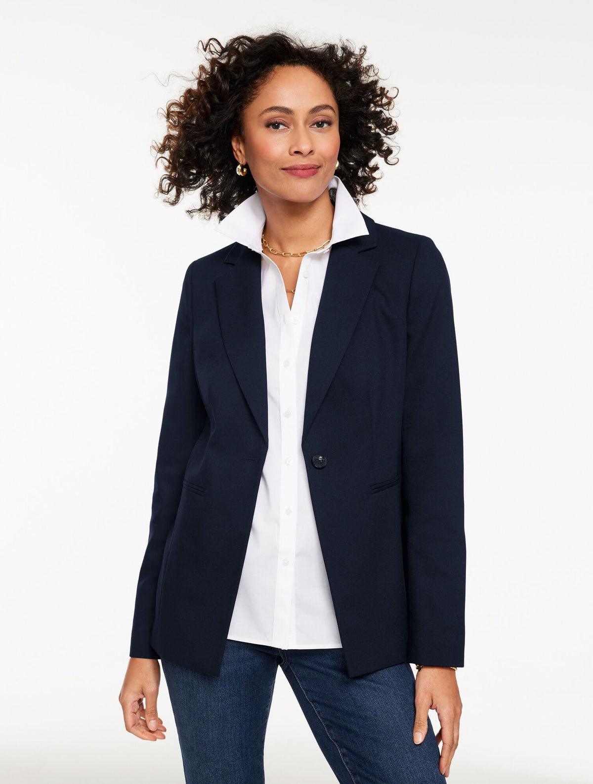 Talbots SINGLE BUTTON TWILL BLAZER