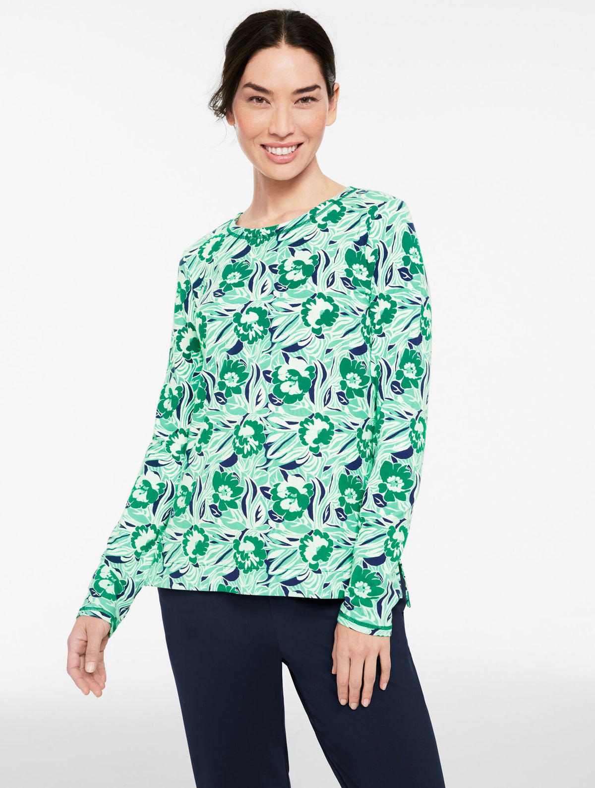 Talbots SUPERSOFT JERSEY LONG SLEEVE TEE - DANCING FLORAL