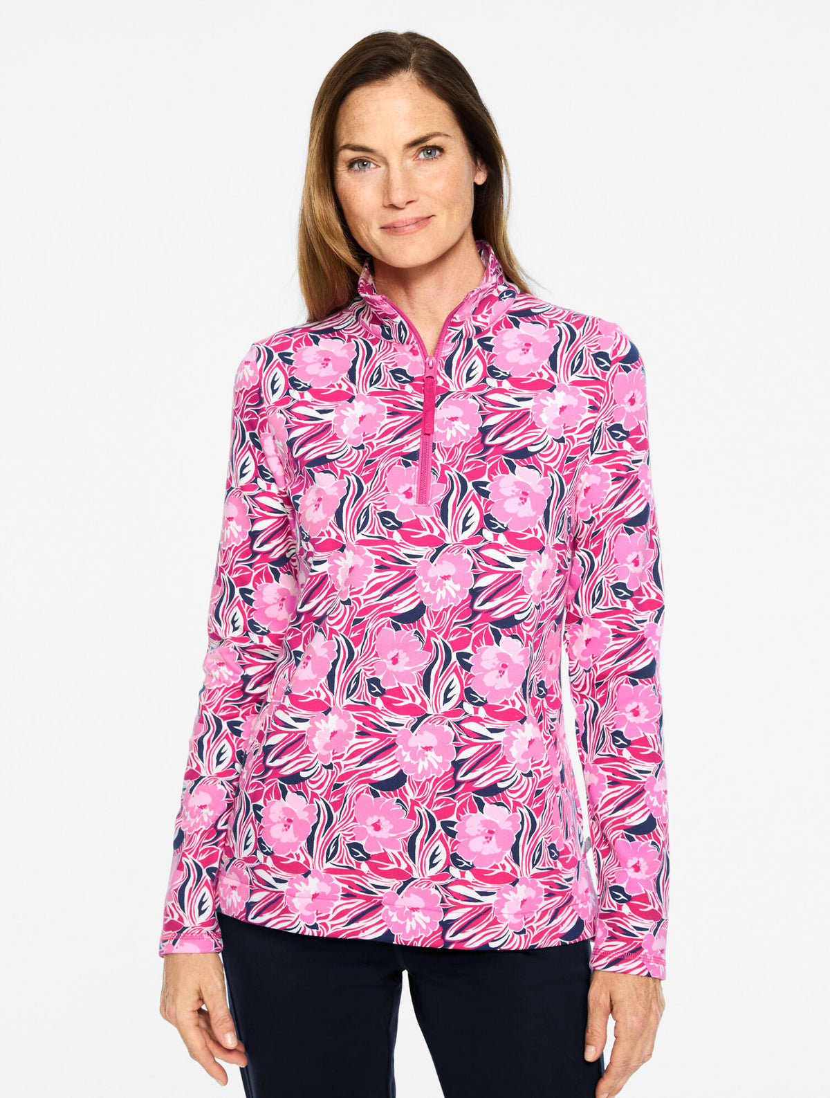 Talbots COZY CLOUD HALF-ZIP PULLOVER - DANCING FLORAL