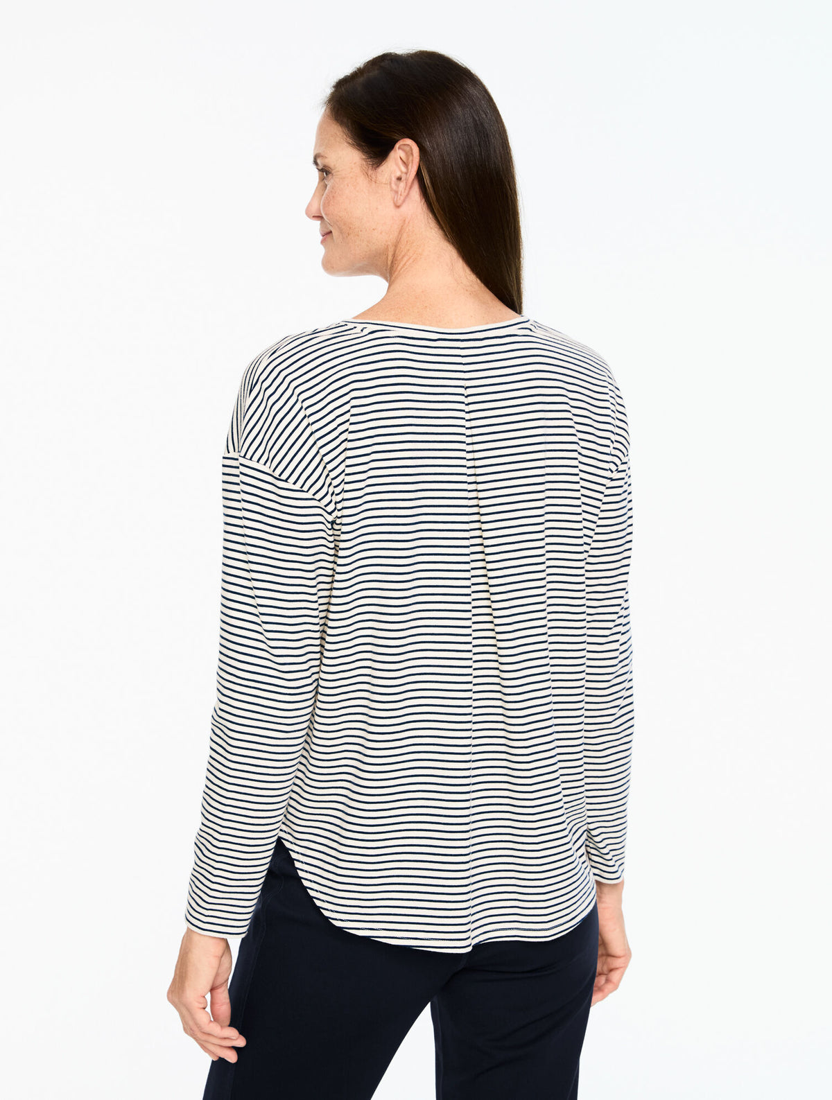 Talbots RIBBED CREWNECK TEE - CHERISH STRIPE