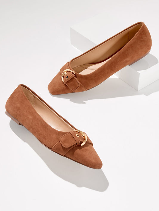 Talbots WHITLEY BUCKLE SUEDE BALLET FLATS