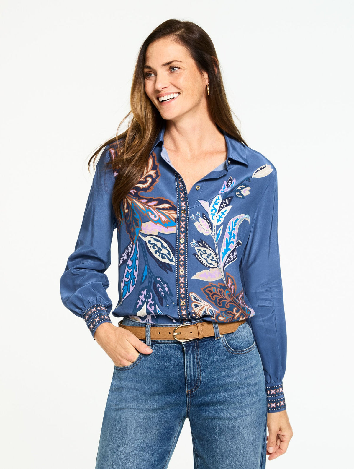 Talbots BUTTON FRONT SOFT SHIRT - INTRICATE JACOBEAN