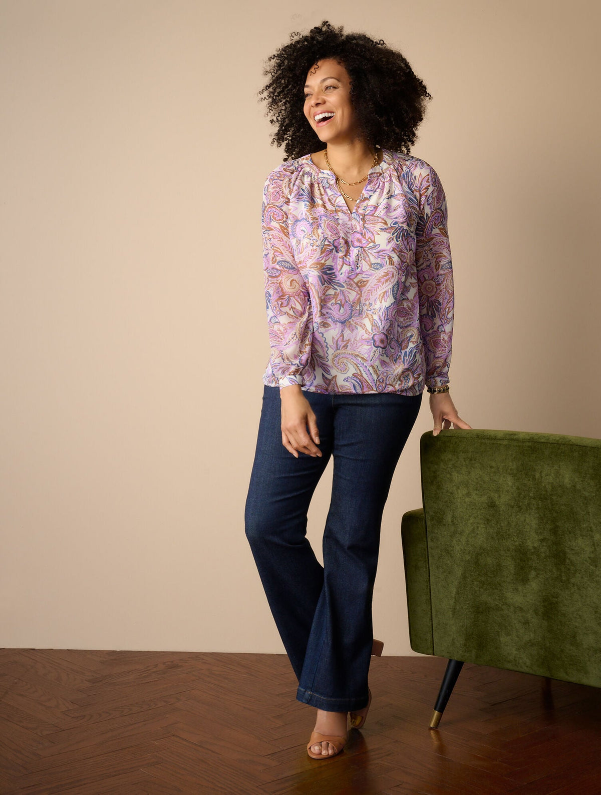 Talbots BAND COLLAR POPOVER - PAISLEY BOUQUET