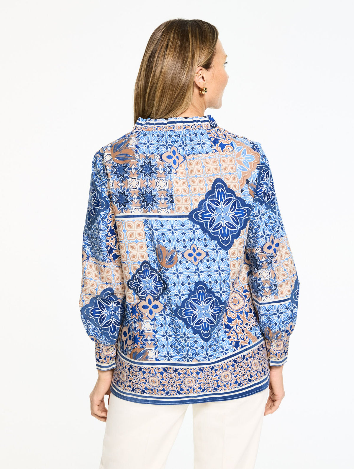 Talbots WATERCOLOR TILES POPLIN TOP