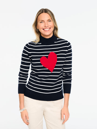 Talbots MOCKNECK PULLOVER - STRIPE INTARSIA HEART