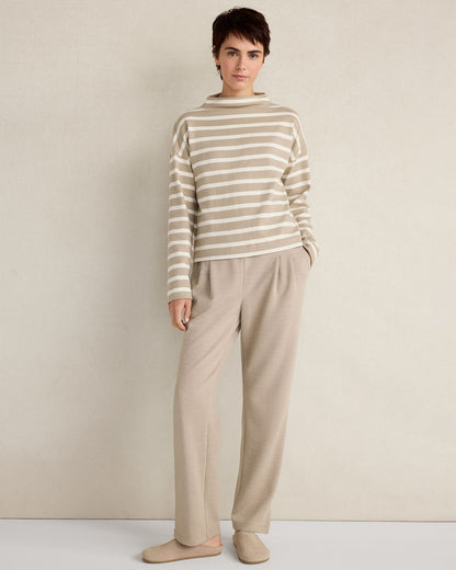 Talbots ORGANIC COTTON FUNNEL NECK STRIPED PULLOVER