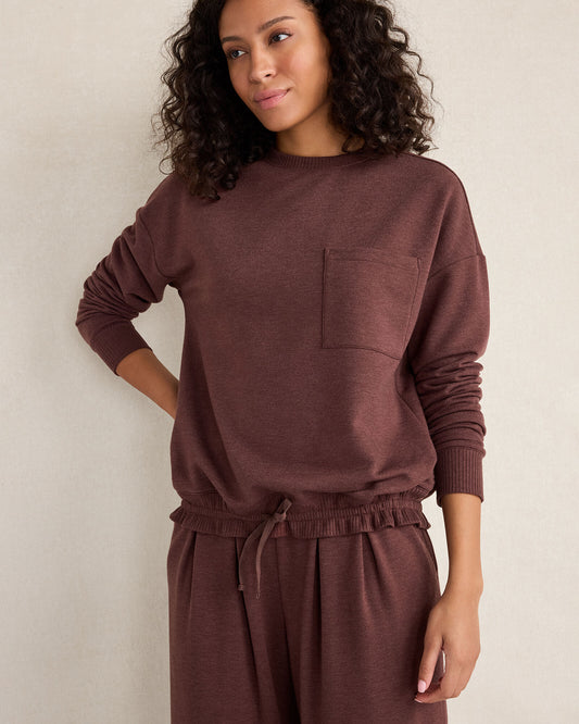 Talbots FLEECE CINCHED CREWNECK