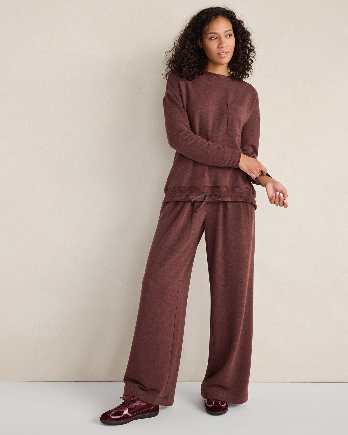 Talbots FLEECE CINCHED CREWNECK