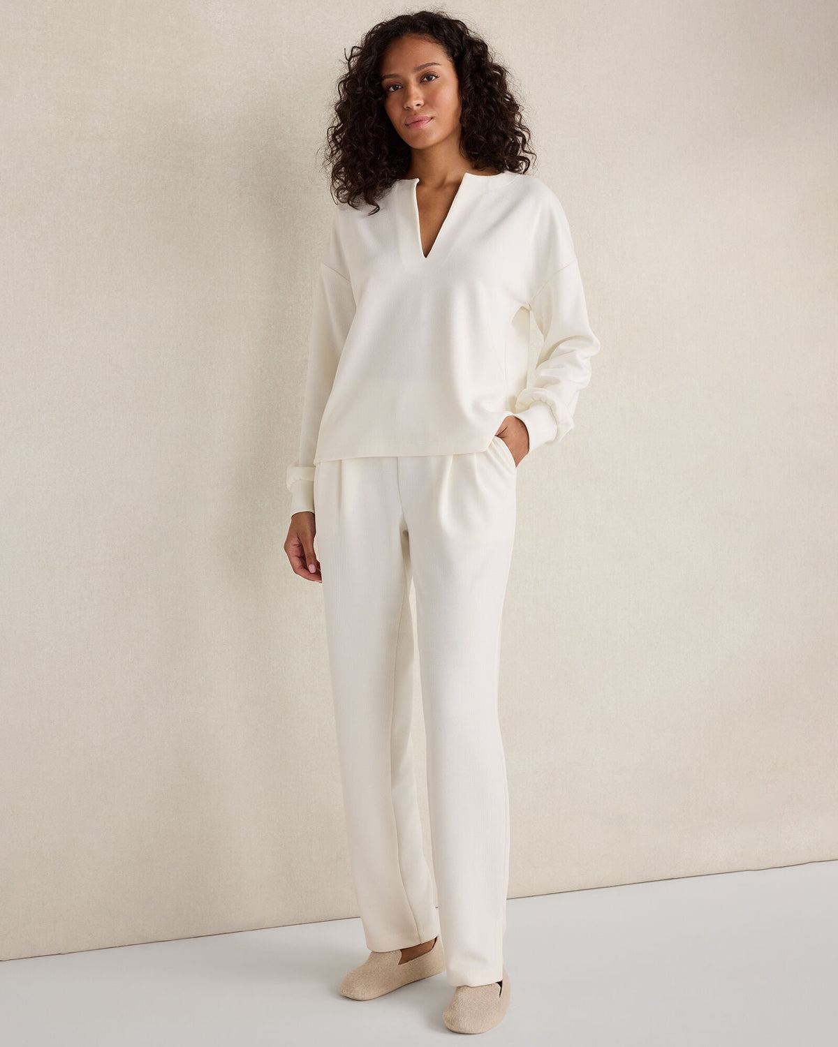Talbots DOUBLE KNIT SPLIT NECK TOP