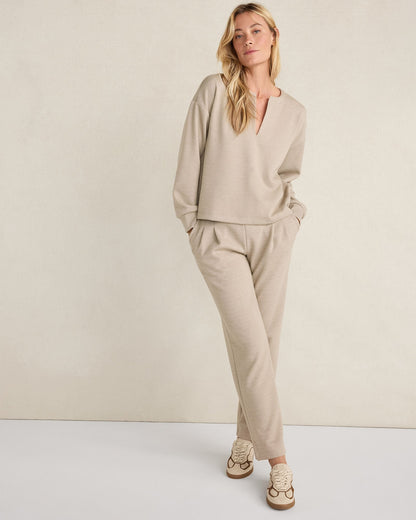 Talbots DOUBLE KNIT SPLIT NECK TOP