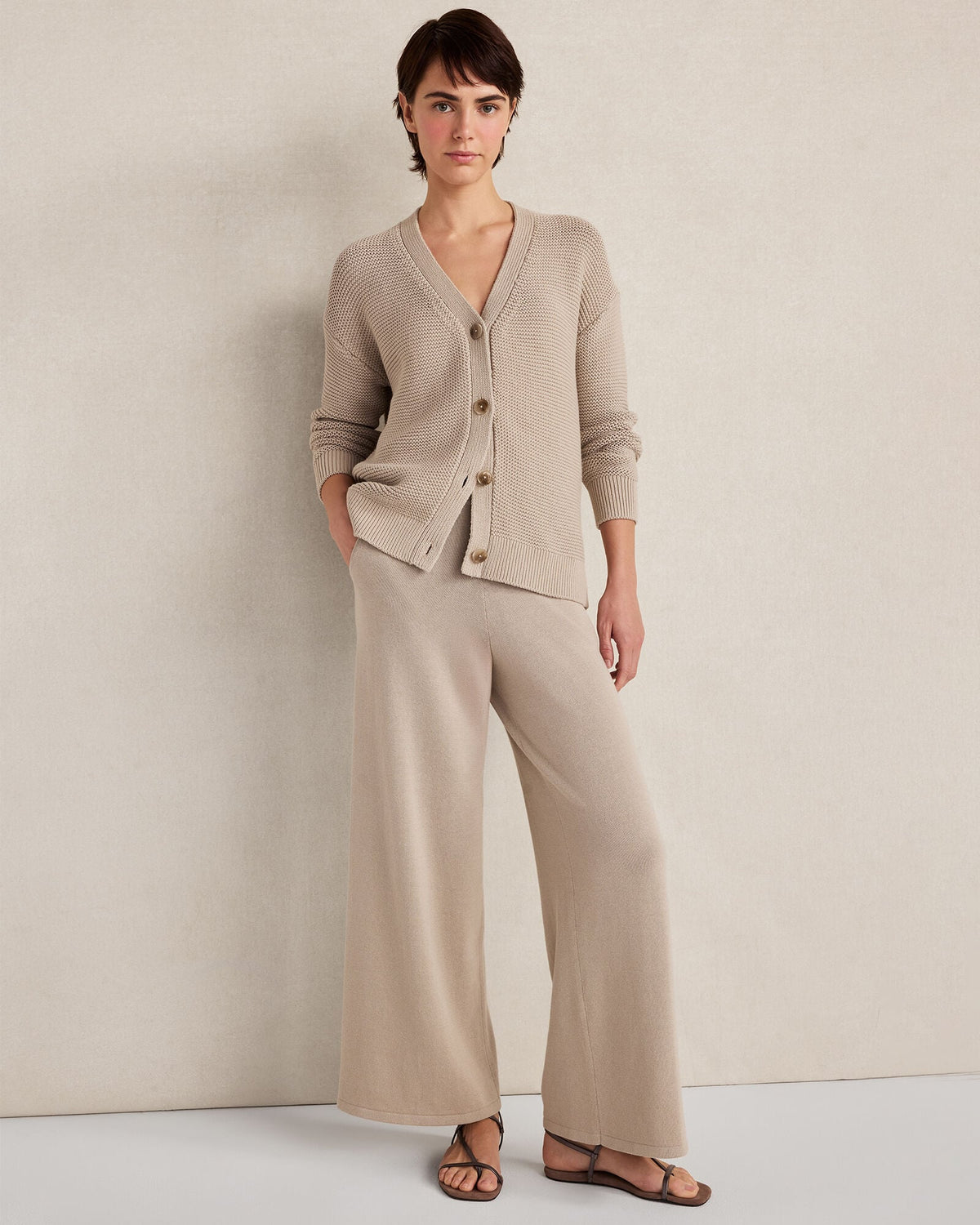 Talbots ORGANIC COTTON LINK STITCH CARDIGAN