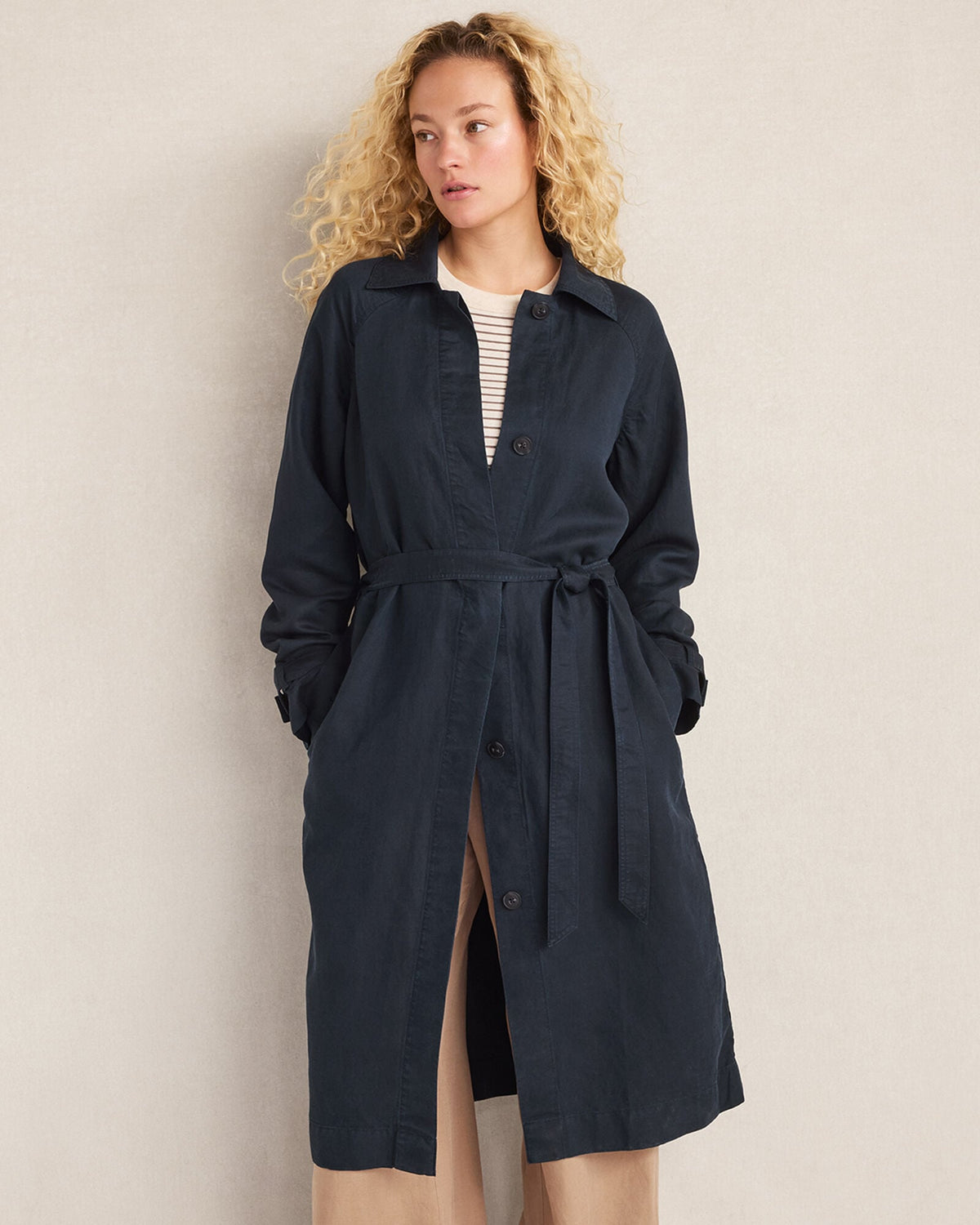Talbots LINEN BLEND DOBBY TRENCH COAT