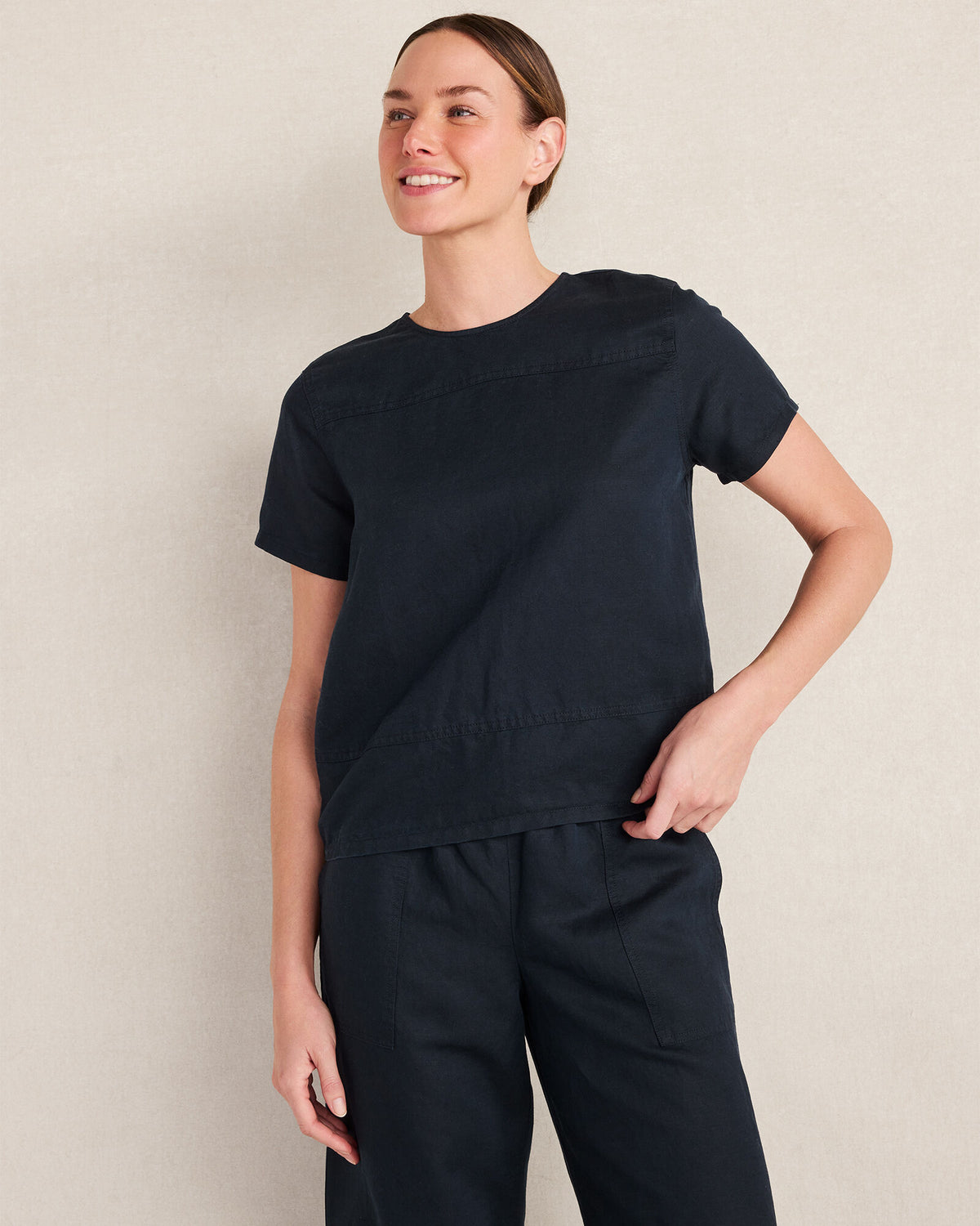 Talbots LINEN BLEND DOBBY SHORT SLEEVE TOP