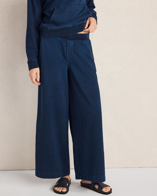 Talbots INDIGO COTTON TERRY WIDE LEG PANTS