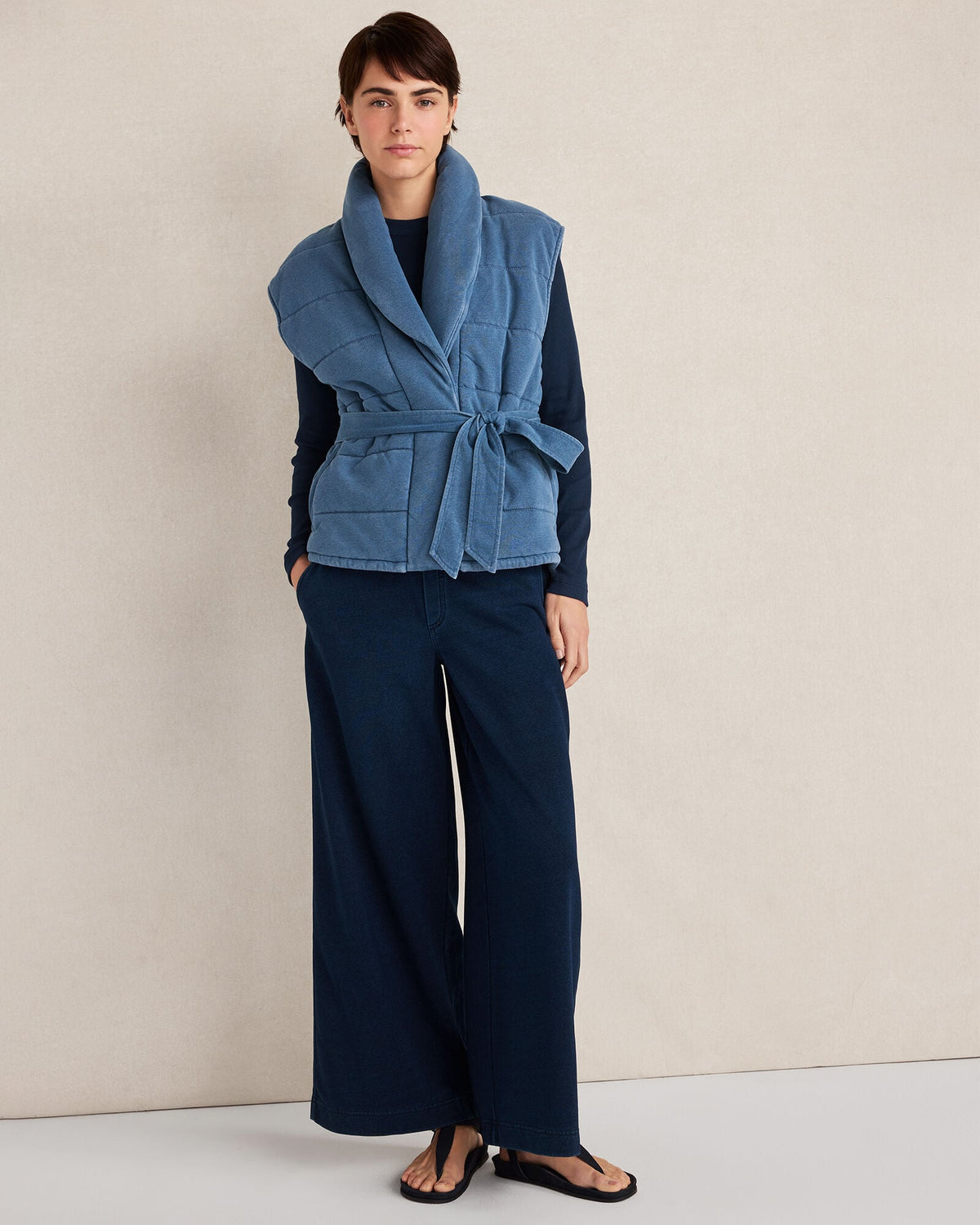 Talbots INDIGO COTTON TERRY QUILTED VEST