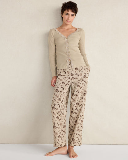 Talbots ORGANIC COTTON RIB KNIT LACE CARDIGAN
