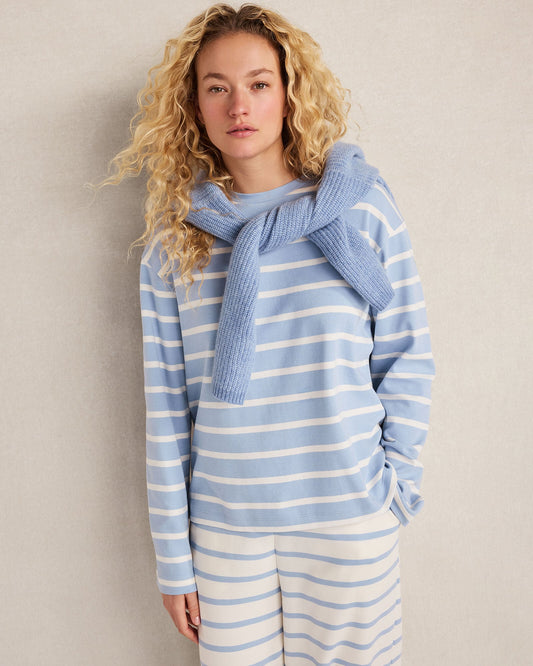 Talbots BRUSHED COTTON INTERLOCK STRIPE CREWNECK