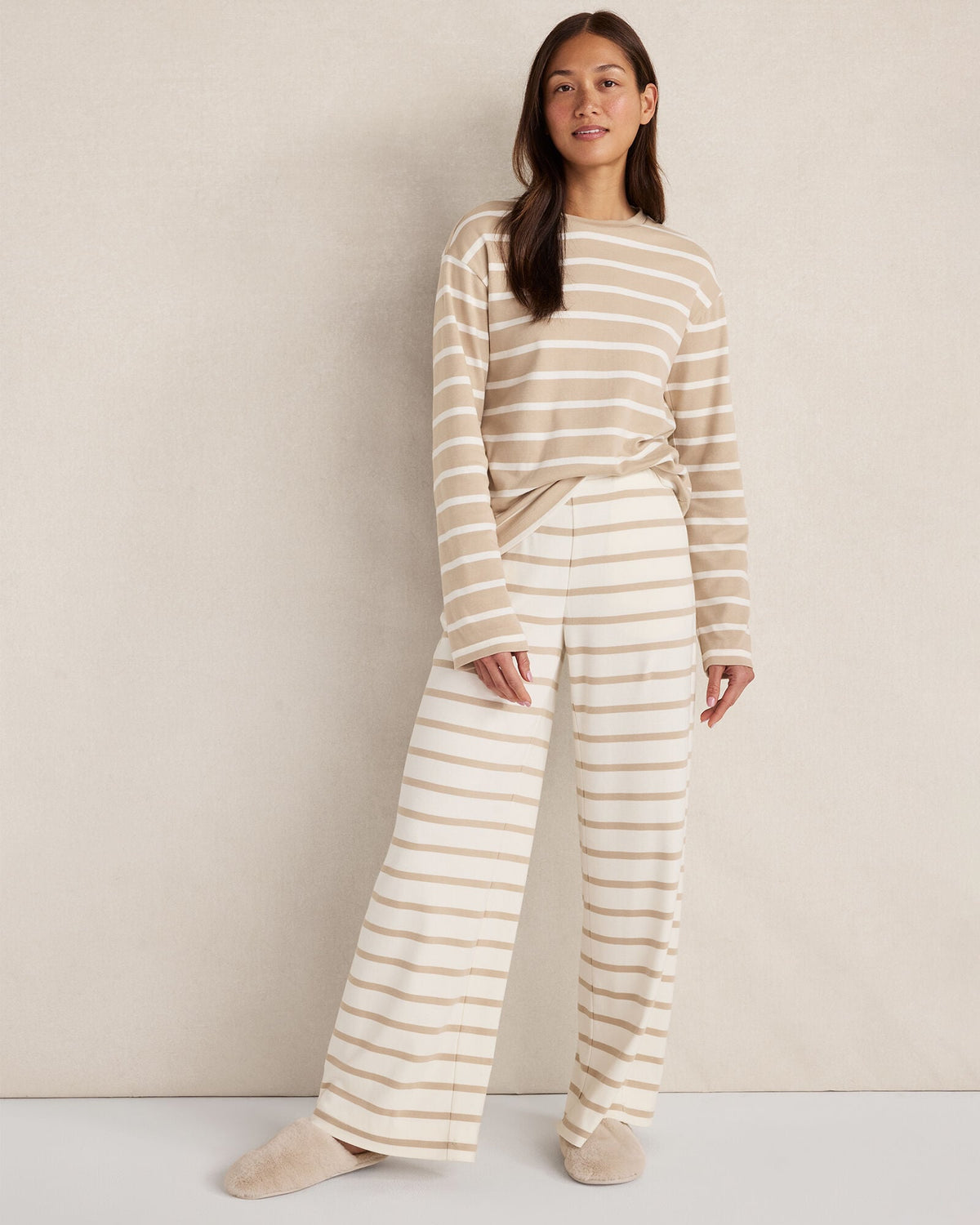 Talbots BRUSHED COTTON INTERLOCK STRIPE PANTS