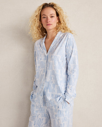 Talbots ORGANIC COTTON JERSEY WATERCOLOR WAVE PAJAMA TOP